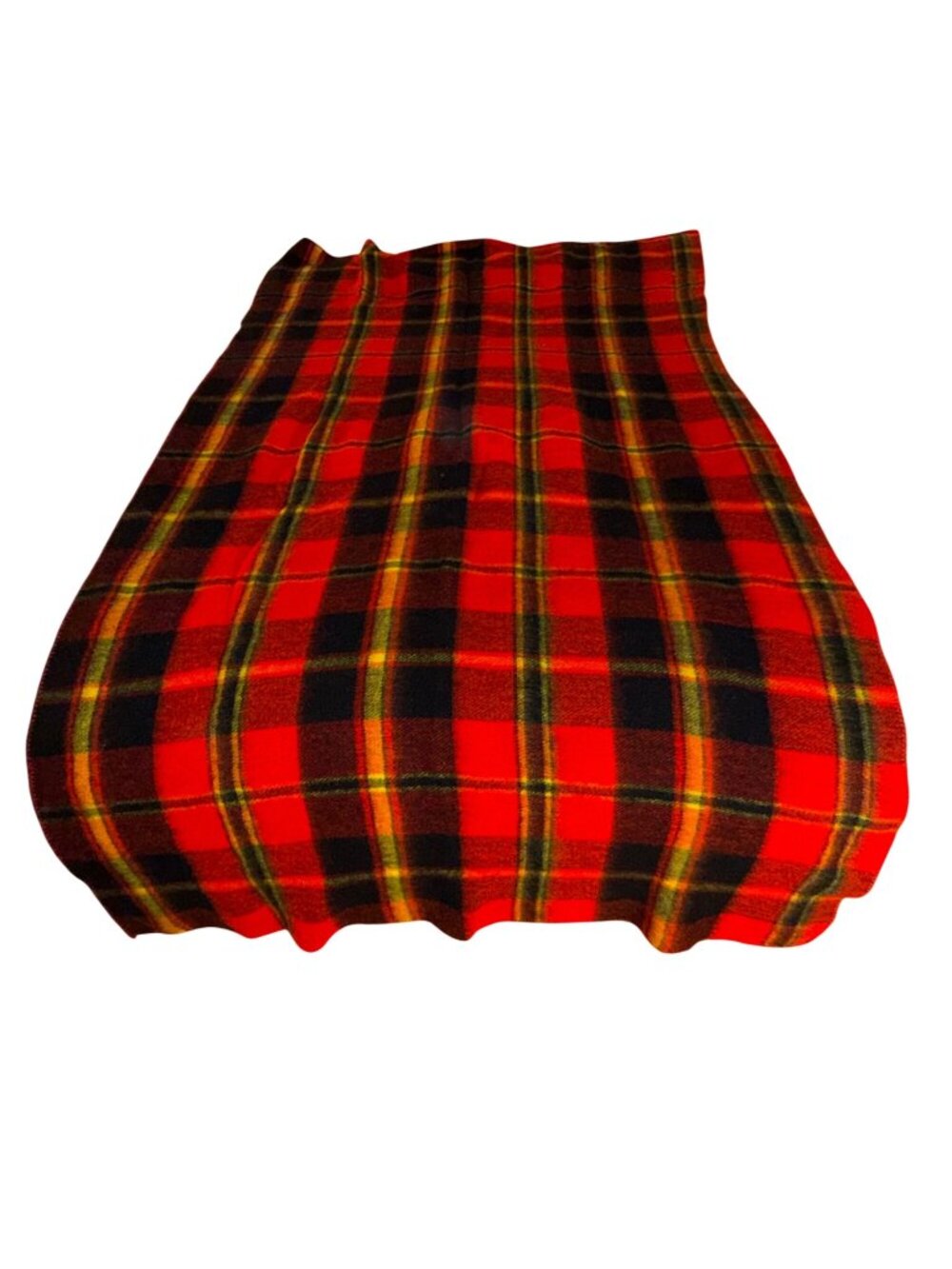 Red & Black Plaid Wool Blanket 71"x35" With Red Stitching Edges Vintage Look